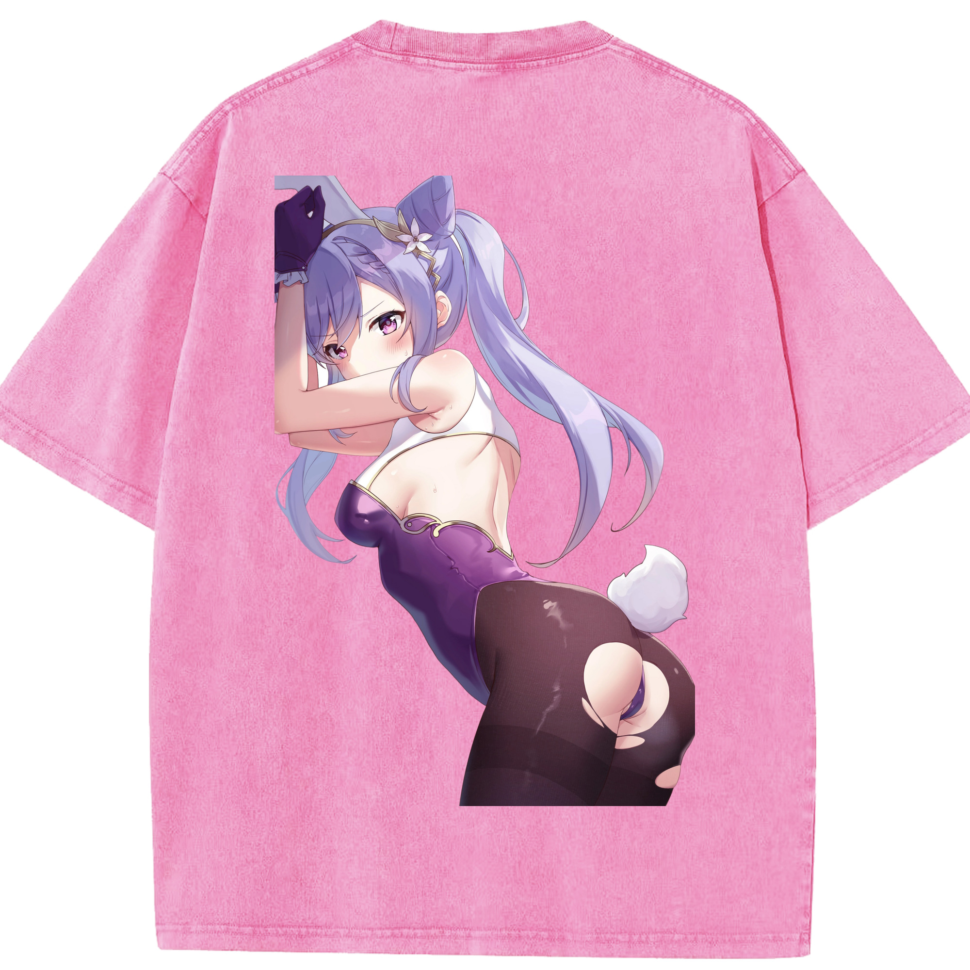 げんし神 刻晴 こくせい genshin Kokusei 綿100% ヴィンテージ風 半袖Tシャツ（背面プリント）